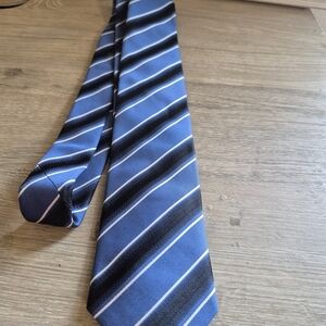 Hugo Boss Blue and Black Striped Tie